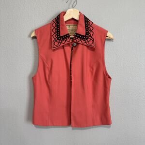 Double D Ranchwear Western Vest Coral Embroidered Collar NWT Size M